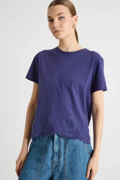 T-shirt con fondo smerlato - Blu