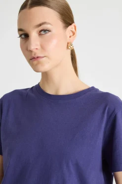 T-shirt con fondo smerlato - Blu