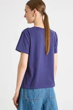 T-shirt con fondo smerlato - Blu