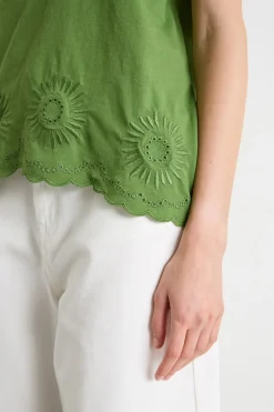 T-shirt con fondo smerlato - Verde