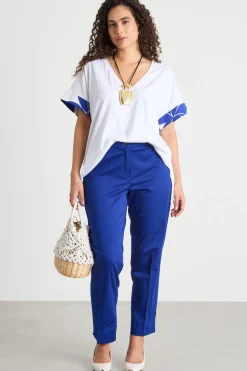 T-shirt con inserti stampati - Bianco Blu