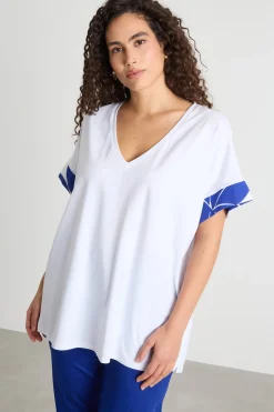 T-shirt con inserti stampati - Bianco Blu