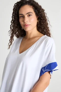 T-shirt con inserti stampati - Bianco Blu