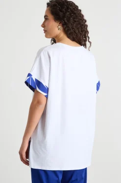 T-shirt con inserti stampati - Bianco Blu