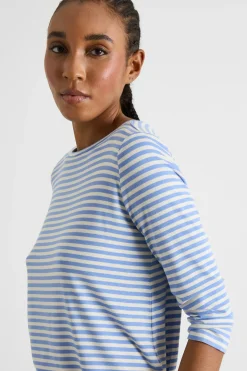 T-shirt con manica a tre quarti - Azzurro Bianco