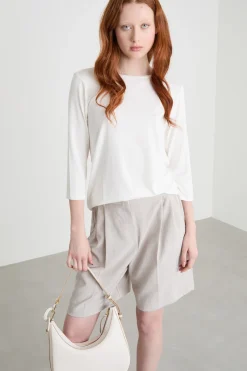T-shirt con manica a tre quarti - Bianco