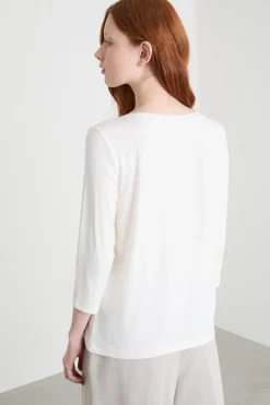 T-shirt con manica a tre quarti - Bianco