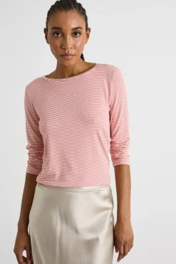 T-shirt con manica a tre quarti - Rosa Bianco