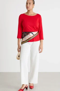 T-shirt con manica a tre quarti - Rosso
