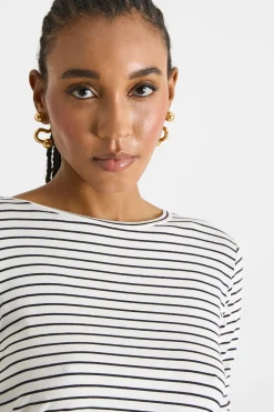 T-shirt con maniche a tre quarti - Bianco Nero