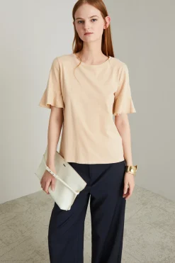 T-shirt con maniche a volant - Rosa