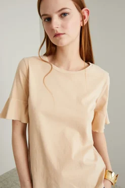 T-shirt con maniche a volant - Rosa