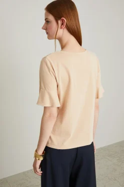 T-shirt con maniche a volant - Rosa