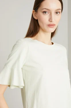T-shirt con maniche a volant - Verde Chiaro