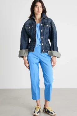 T-shirt con maniche corte a kimono - Azzurro