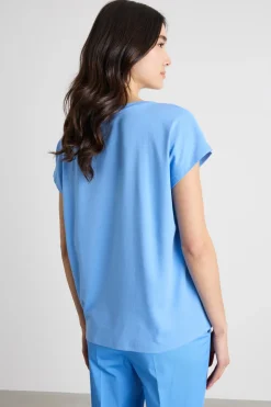 T-shirt con maniche corte a kimono - Azzurro