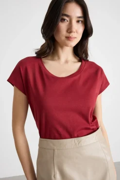 T-shirt con maniche corte a kimono - Rosso