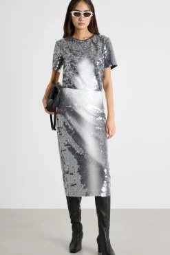 T-shirt con paillettes - Argento