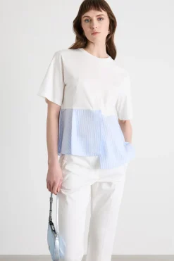 T-shirt con pannelli - Bianco Azzurro