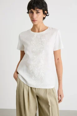 T-shirt con pannello ricamato - Bianco