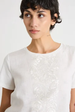 T-shirt con pannello ricamato - Bianco