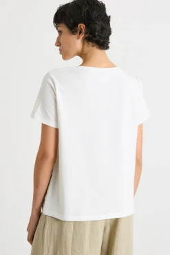 T-shirt con pannello ricamato - Bianco