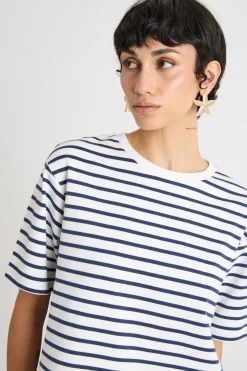 T-shirt con piccoli spacchi - Blu Bianco