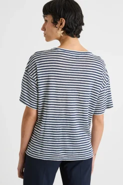 T-shirt con piccoli spacchi - Blu Bianco