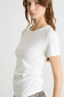 T-shirt con pieghe - Bianco