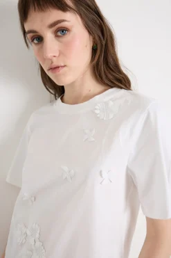 T-shirt con ricami - Bianco