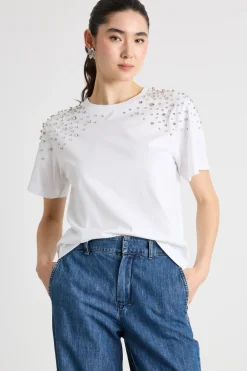 T-shirt con ricami - Bianco