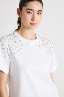 T-shirt con ricami - Bianco