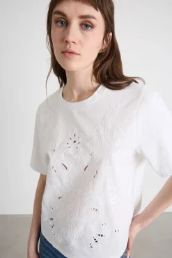 T-shirt con ricami - Bianco