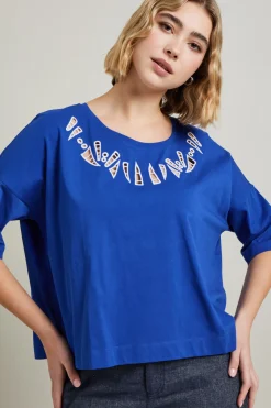 Tshirt con ricami - Blu