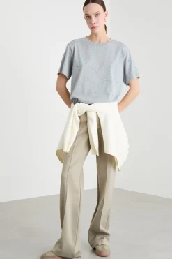 T-shirt con ricami - Grigio