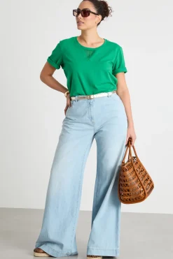 T-shirt con ricami - Verde
