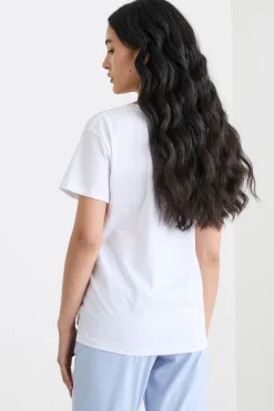 T-shirt con ricamo bijoux - Bianco Arancione