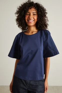 T-shirt con ricamo - Blu Scuro