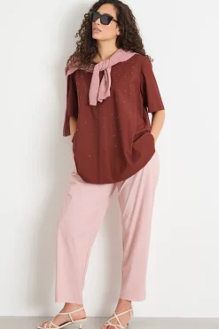 T- shirt con ricamo - Bordeaux