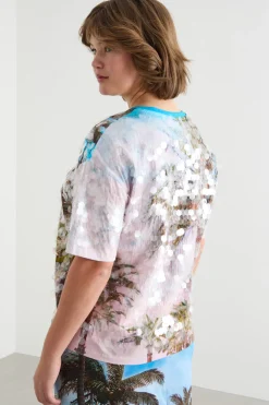 T-shirt con ricamo di paillettes trasparenti - Avorio