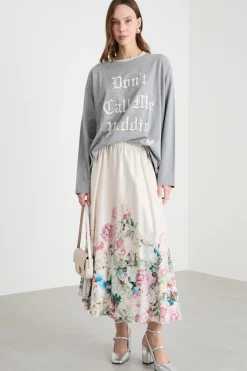 T-shirt con ricamo - Grigio