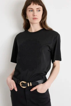 T-shirt con ricamo - Nero