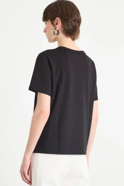 T-shirt con ricamo sangallo - Nero