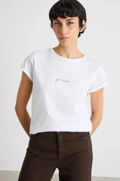 T-shirt con risvolto - Bianco Rosso