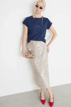 T-shirt con risvolto - Blu Rosso