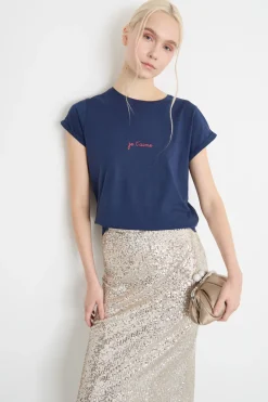 T-shirt con risvolto - Blu Rosso