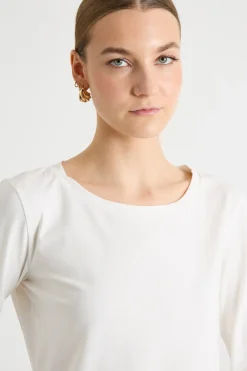 T-shirt con scollo a barchetta in jersey - Bianco