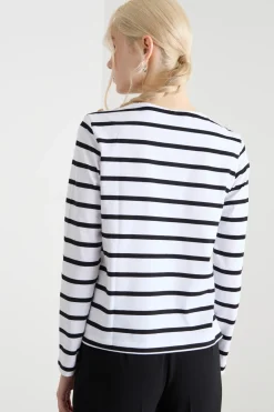 T-shirt con scollo a barchetta - Nero Bianco