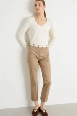 T-shirt con scollo a V - Bianco