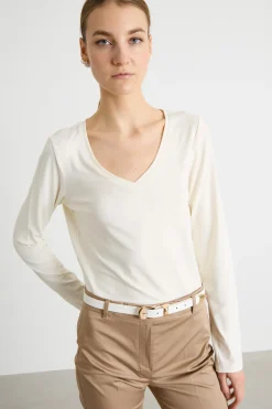T-shirt con scollo a V - Bianco